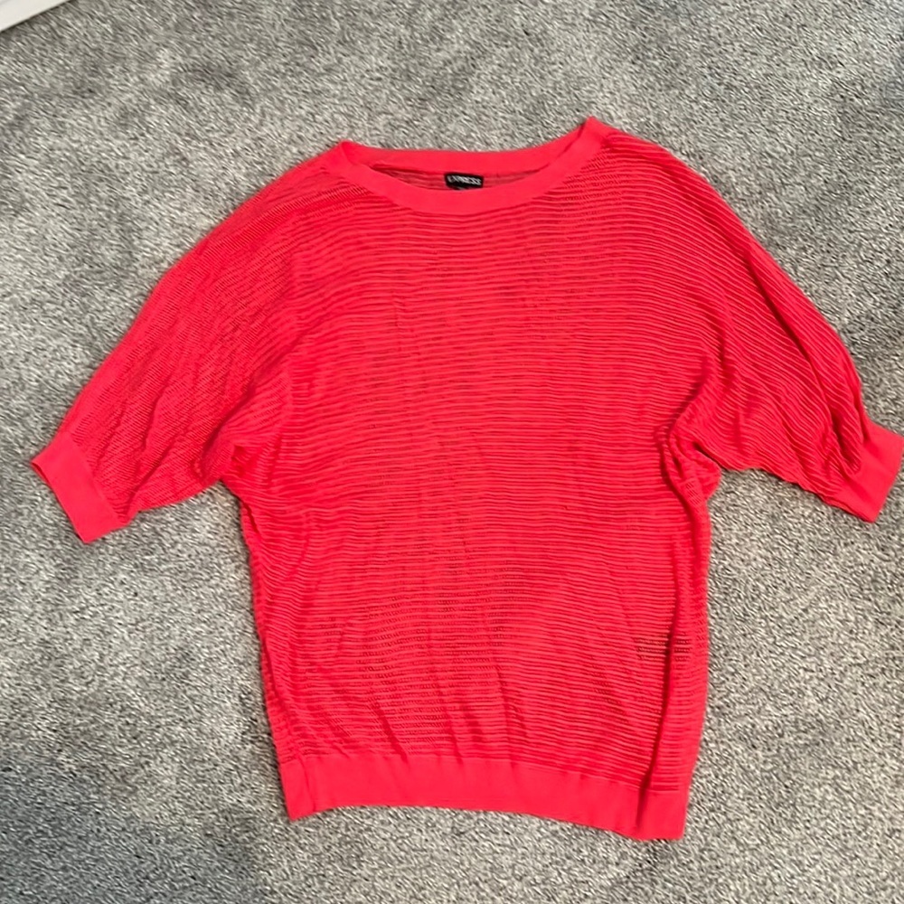Express hot pink see-through shirt